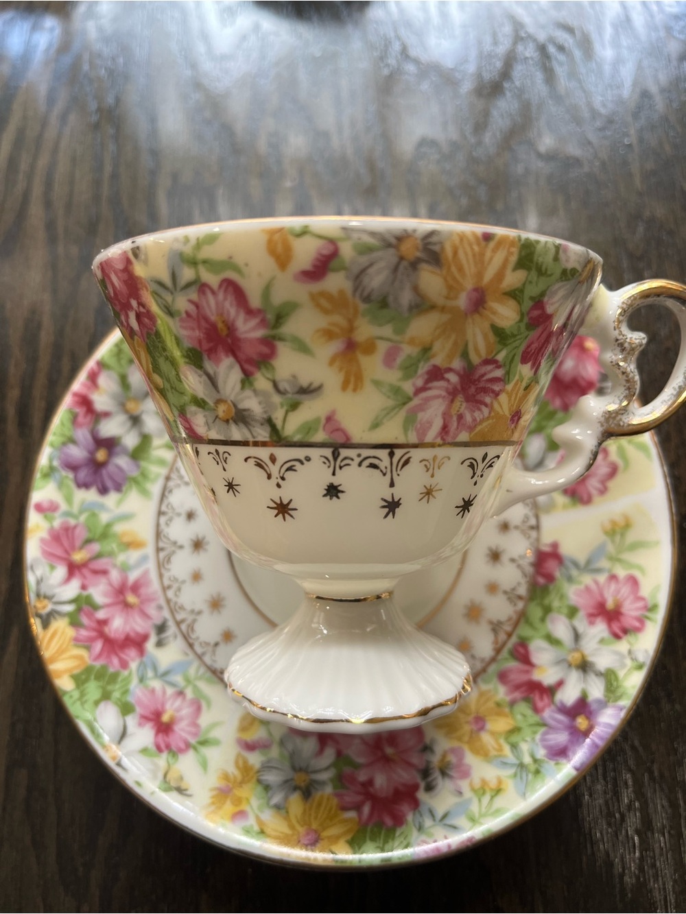 Vintage Norleans Lusterware November teacup and saucer